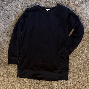 GAP Black Tunic Sweatshirt with Side Zipper detail size S Small